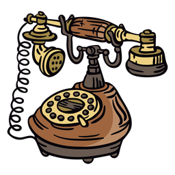Telefone giratório clássico desenhado à mão em ângulo Desenho PNG