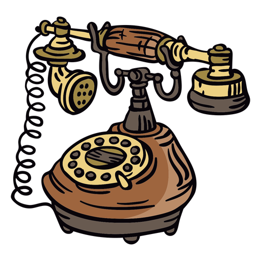 Angled hand drawn classic rotary phone PNG Design