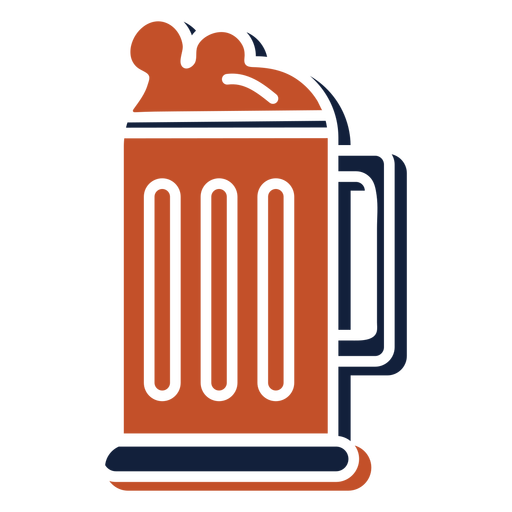 Caneca de cerveja marrom azul com emblema de passatempo plano Desenho PNG