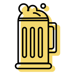 Ícone amarelo de caneca de cerveja plano Desenho PNG