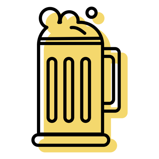 Beer mug yellow icon flat PNG Design