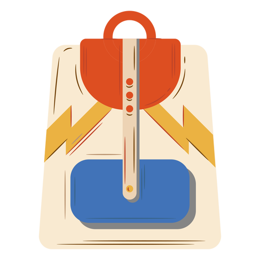 Beige orange blue backpack flat PNG Design