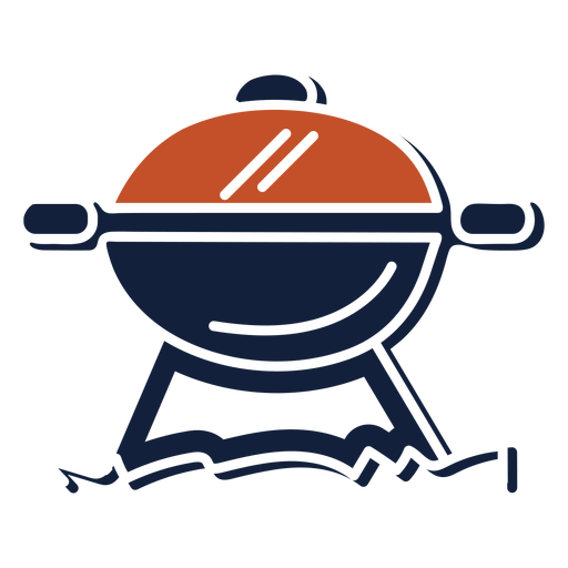 Blau-rotes Duotone-BBQ-Grill-Symbol PNG-Design