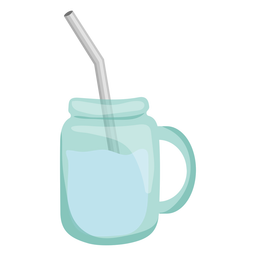 Caneca de palha azul plana Desenho PNG