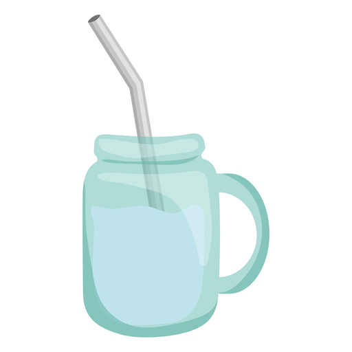 Blue straw mug flat PNG Design