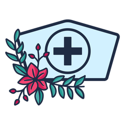 Símbolo de chapéu de enfermeira florido ramo Desenho PNG