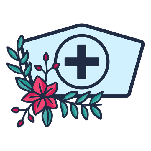 Zweig blumige Krankenschwester Hut Symbol PNG-Design