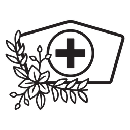 Zweig blumige Krankenschwester Hut Symbol Umriss PNG-Design