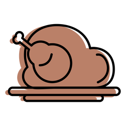 Ícone de peru de frango assado marrom plano