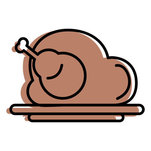 Brown roast chicken turkey icon flat