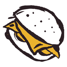 Icono de trazo de pincel hamburguesa amarillo Diseño PNG