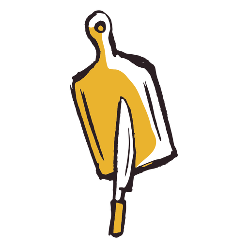 Ícone de faca amarela de pincelada de tábua de corte Desenho PNG