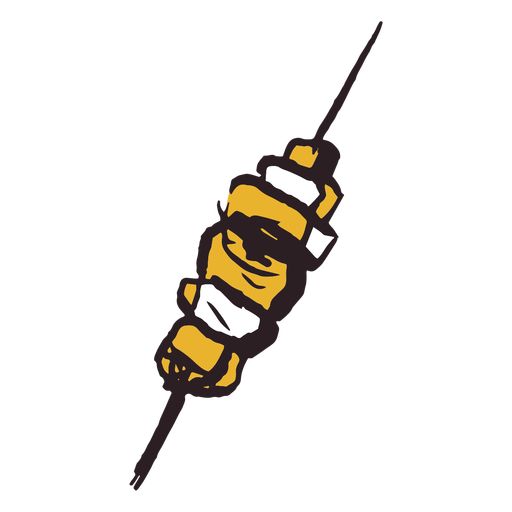 Gelbes Symbol für Pinselstrichspieß PNG-Design