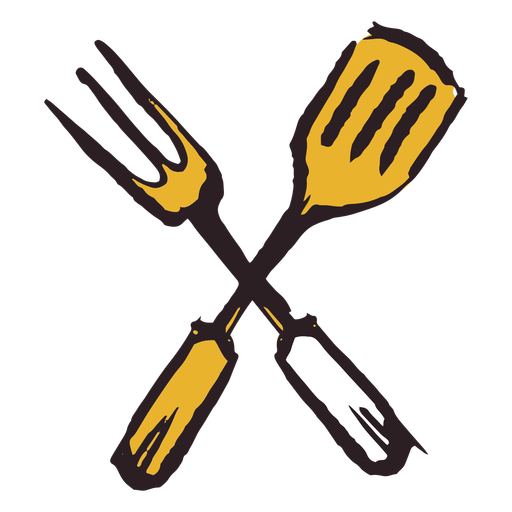 Brush stroke spatula fork yellow icon PNG Design