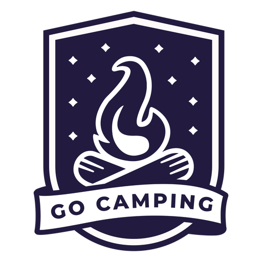 Campfire go camping shield badge PNG Design