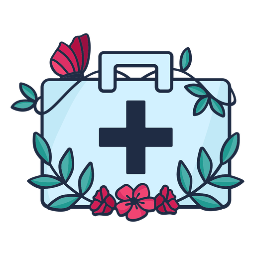 Símbolo de bolsa de remédio florido médico Desenho PNG