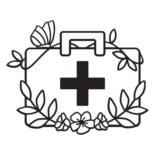 Doctor flowery medicine bag symbol outline PNG Design