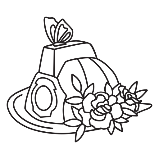 Contorno de chapéu de flor de borboleta de bombeiro Desenho PNG