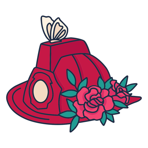 Bombero flor de mariposa sombrero rojo Diseño PNG