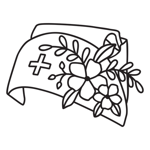 Flower branch nurse hat outline PNG Design