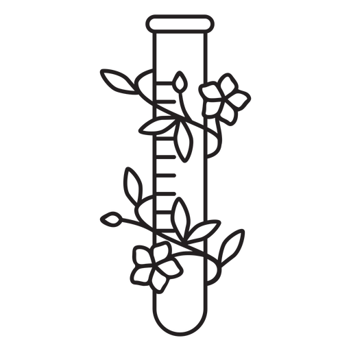 Blumige chemische Reagenzglas Symbol Umriss PNG-Design