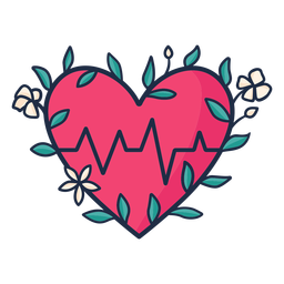 Blumiges Herzschlag-Symbol rot PNG-Design