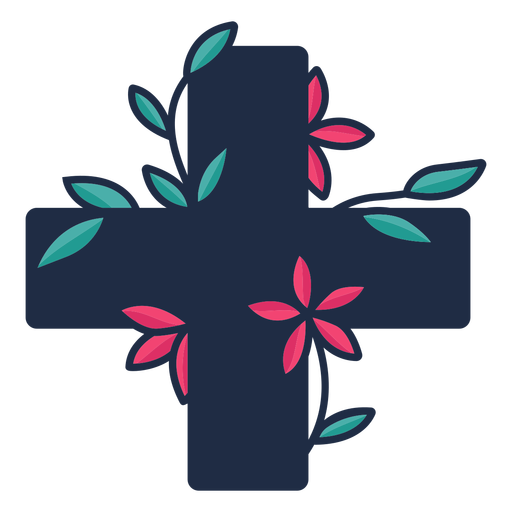 Blumiges medizinisches Kreuzsymbol schwarz PNG-Design