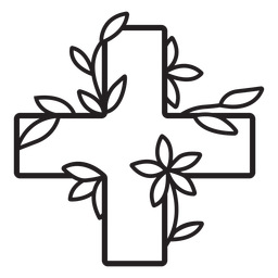 Blumiger medizinischer Kreuzsymbolumriss PNG-Design