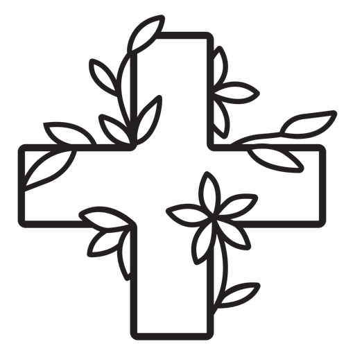 Flowery medical cross symbol outline - Transparent PNG & SVG vector file