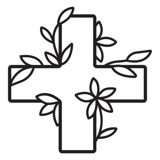 Flowery medical cross symbol outline PNG Design
