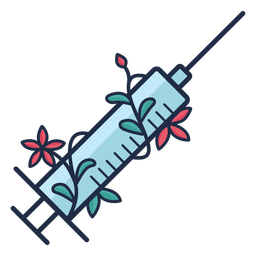 Símbolo de jeringa de aguja florido azul Diseño PNG