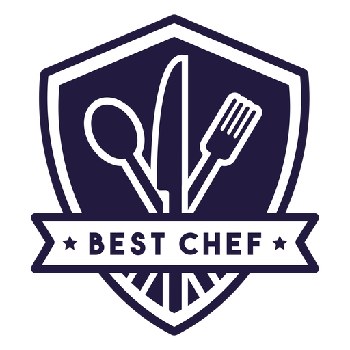 Fork knife ladle cooking chef shield badge PNG Design