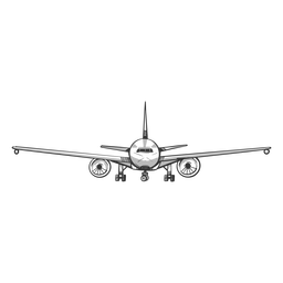 Esquema de avión de vista frontal Diseño PNG