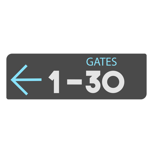 Gates 1 30 left arrow airport sign icon PNG Design