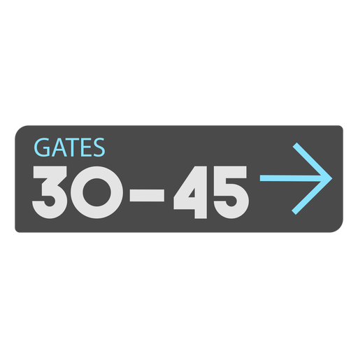 Icono de signo de aeropuerto de flecha izquierda de puertas 30 45 Diseño PNG
