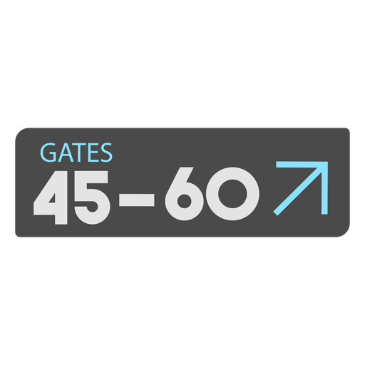 Gates 45 60 airport sign icon