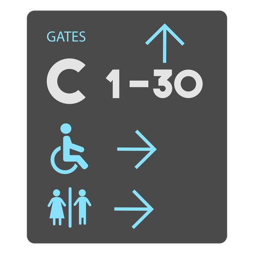 Gates c 1 30 icono de signo de aeropuerto de ba?o Diseño PNG