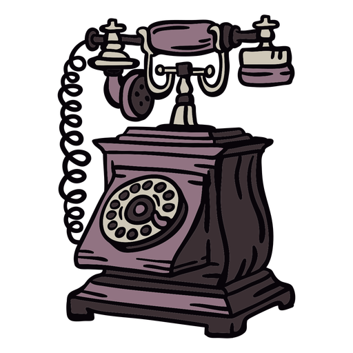 Hand drawn boxy classic rotary phone brown PNG Design