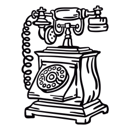 Hand drawn boxy classic rotary phone outline PNG Design