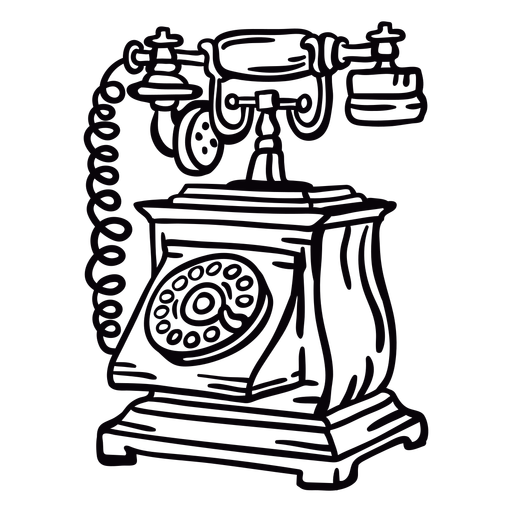 Hand gezeichnete kastenförmige klassische rotierende Telefonkontur PNG-Design