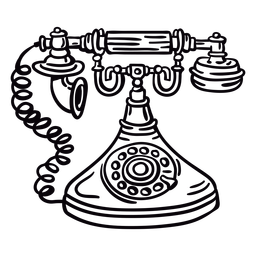 Esboço frontal do telefone giratório clássico desenhado à mão Desenho PNG