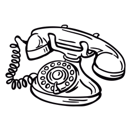 Esboço angular do telefone giratório clássico moderno desenhado à mão Desenho PNG