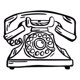Hand drawn modern classic rotary phone outline PNG Design