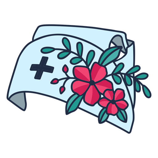 Nurse flower branch hat blue PNG Design