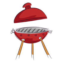 Tapa de la parrilla de barbacoa roja abierta Diseño PNG