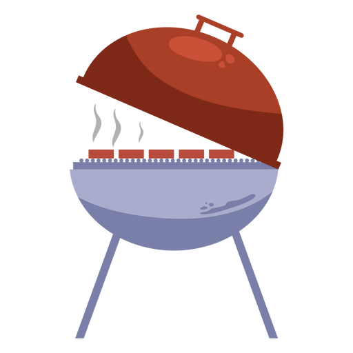 Red gray grill open lid flat PNG Design