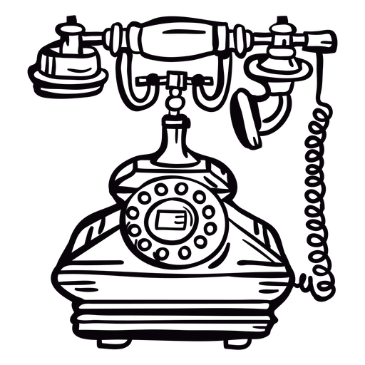 Retro Hand gezeichnete klassische rotierende Telefonumriss PNG-Design