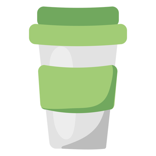 Wiederverwendbare grüne flache Illustration der Kaffeetasse PNG-Design