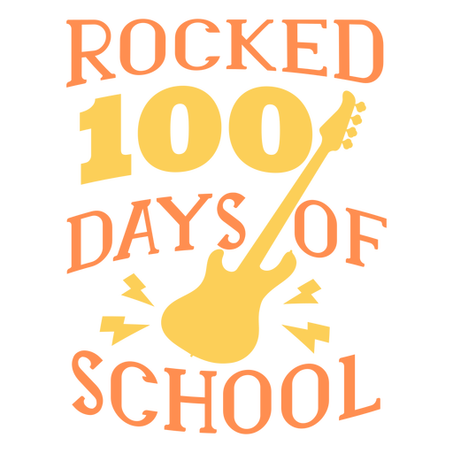 Guitarra de letras escolares de 100 días rockeados Diseño PNG