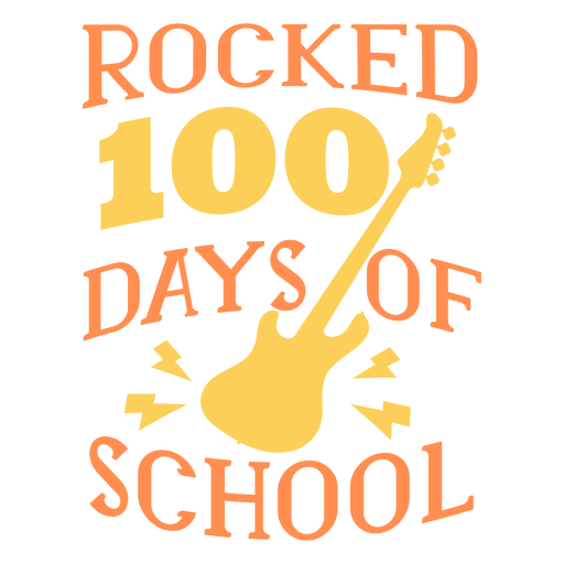 Rocked 100 days school lettering guitar PNG Design